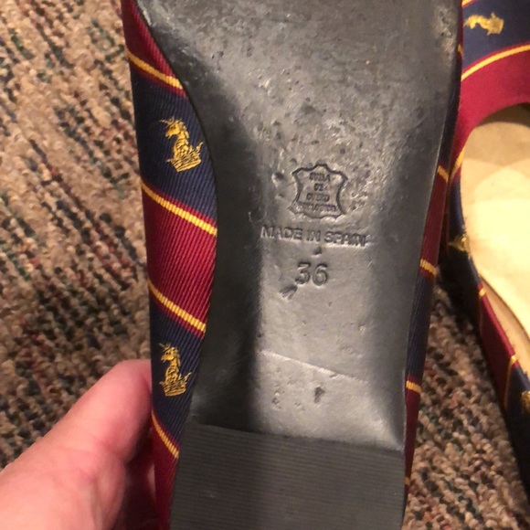 POLO RALPH LAUREN RUGBY, silk rep tie covered flats HTF SIZE 36, good condition - Picture 5 of 8